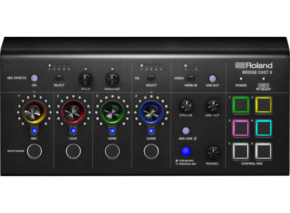 <b>Roland BRIDGE CAST X Misturador de Jogos Duplo Barramento e Captura de Vídeo Interface de transmissão de áudio profissional para jogadores online Hardware DSP 32 bits Conectividade USB-C</b> <b>Roland BRIDGE CAST X Misturador de Jogos Duplo Barramento e Captura de Vídeo Interface de transmissão de áudio profissional para jogadores online Hardware DSP 32 bits Conectividade USB-C</b>